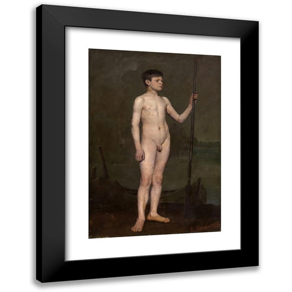 Alexander Nikanorovich Novoskoltsev 11x14 Black Modern Framed Museum Art Print Titled - Boy with an Oar (1875)