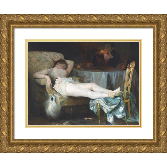 Alexander Nikanorovich Novoskoltsev 24x18 Gold Ornate Framed and Double Matted Museum Art Print Titled - After the Masquerade (1890)