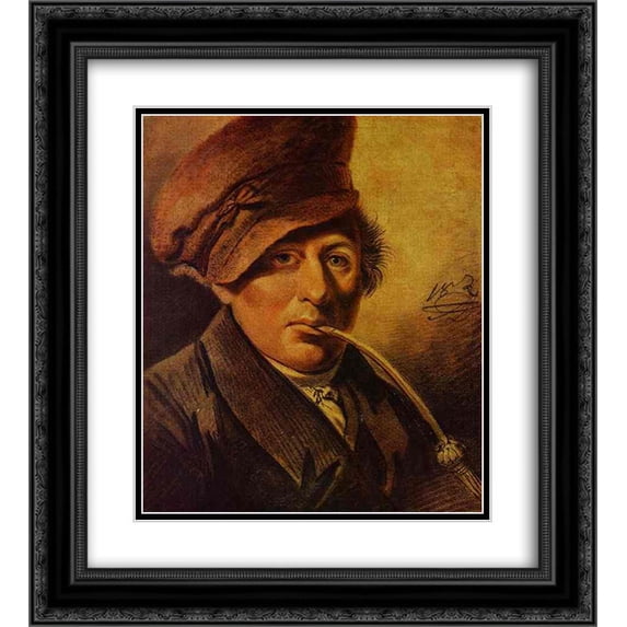 Alexander Orlowski 2x Matted 20x22 Black Ornate Framed Art Print 'Portrait of K. I. Seidel'