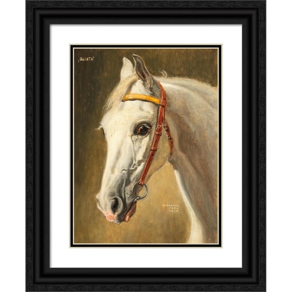 Alexander Pock 19x24 Black Ornate Framed Double Matted Museum Art Print Titled: Horse Portrait Quinta (1926)