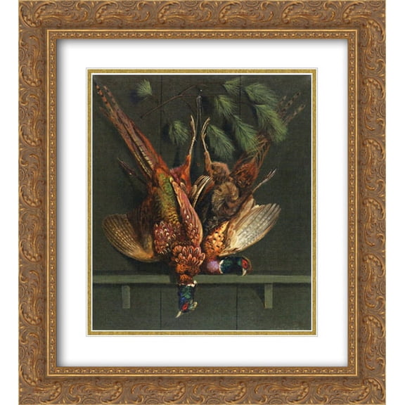 Alexander Pope 2x Matted 20x22 Gold Ornate Framed Art Print 'Hanging Pheasants'