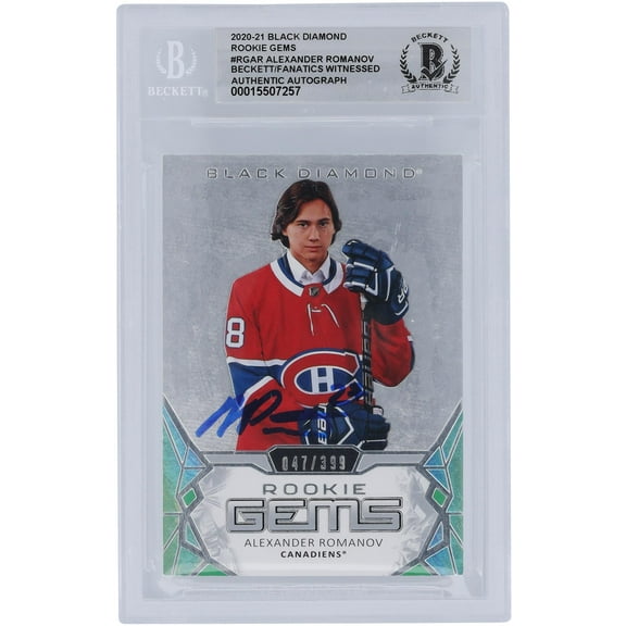 Alexander Romanov Montreal Canadiens Autographed 2020-21 Upper Deck Black Diamond Rookie Gems #RG-AR #47/399 Beckett Fanatics Witnessed Authenticated 10 Rookie Card - Fanatics Authentic Certified
