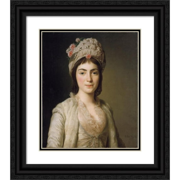 Alexander Roslin 20x23 Black Ornate Framed Double Matted Museum Art Print Titled: Zoie Ghika, Moldavian Princess