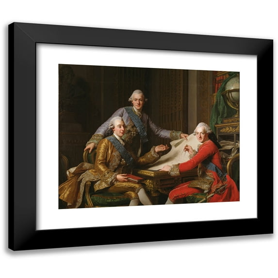 Alexander Roslin 24x20 Black Modern Framed Museum Art Print Titled - King Gustav III of Sweden and His Brothers