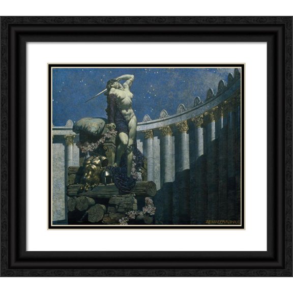 Alexander Rothaug 14x12 Black Ornate Wood Framed Double Matted Museum Art Print Titled: Dido at the Stake (1935)