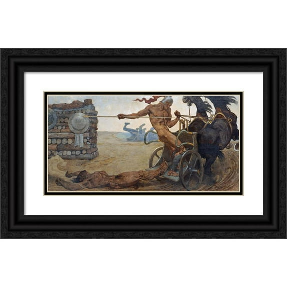 Alexander Rothaug 24x14 Black Ornate Framed Double Matted Museum Art Print Titled: Achilles (Around 1930)