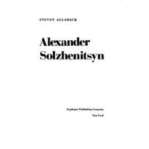 Pre-Owned Alexander Solzhenitsyn (Hardcover) 9780800801670