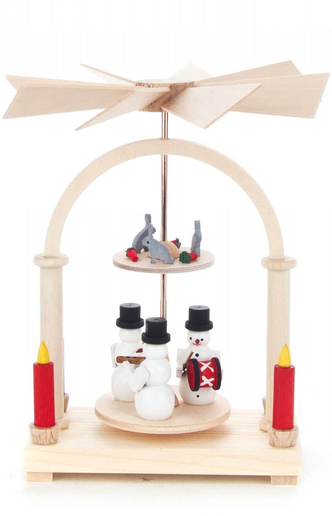 Alexander Taron 074-132 Dregeno Mini Pyramid - Snowman Musicians - 4.5" H x 3.25" W x 1.75" D, Brown