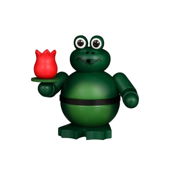 Alexander Taron 5.5" Christian Ulbricht Smoker Frog Figure with Lily Flower