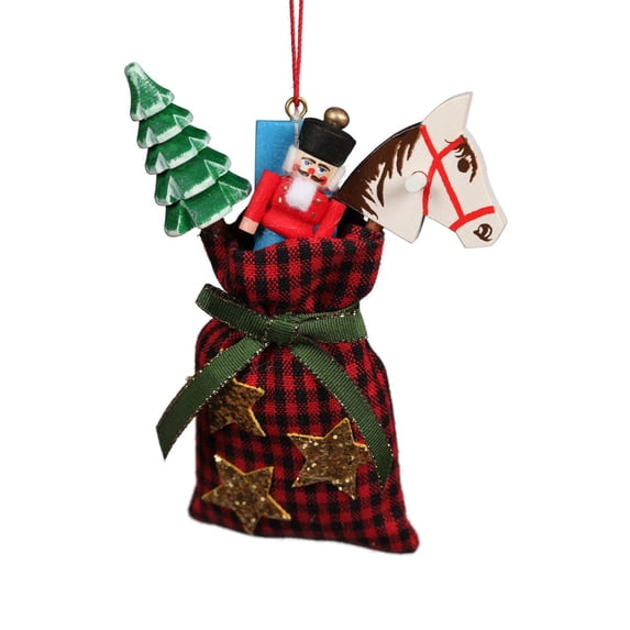 Alexander Taron 4" Red, Black, and Green Plaid Christmas Gift Bag Collectible Christian Ulbricht