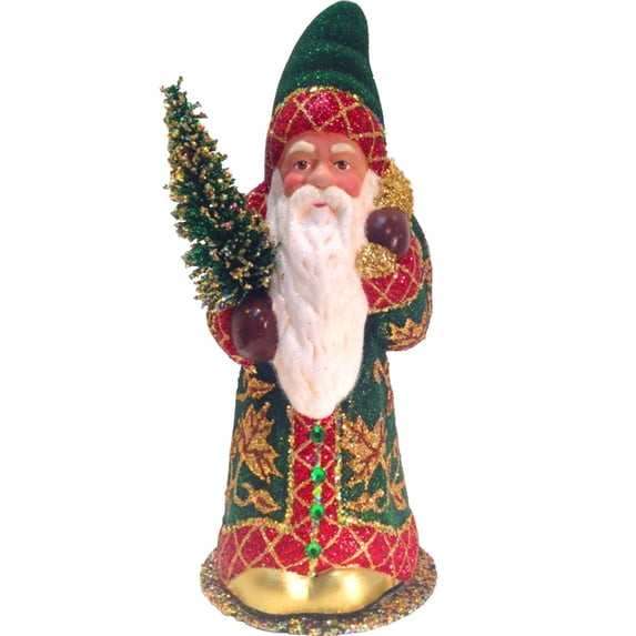 Alexander Taron 10.25" Vibrant Unique Santa with Red Coat Schaller Paper Mache Candy Container