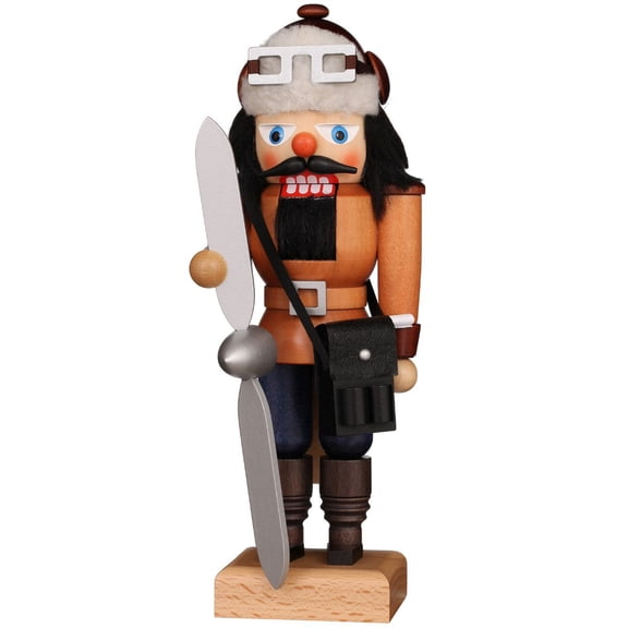 Alexander Taron 10" Free Standing Christian Ulbricht Handcrafted Natural Wooden Aviator Nutcracker