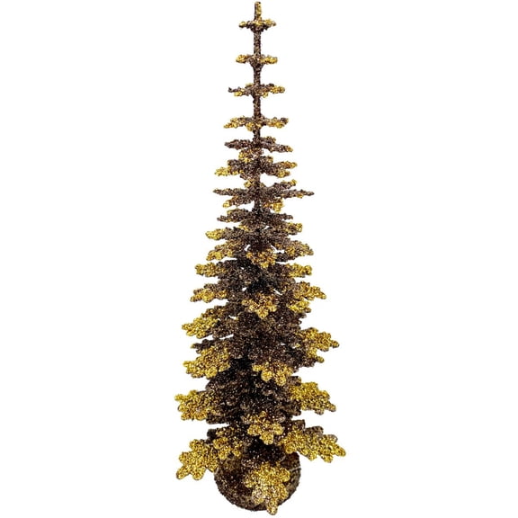 Alexander Taron 12" Brown and Metallic Gold Holiday Collectible 30-CM Schaller Paper Mache Tree