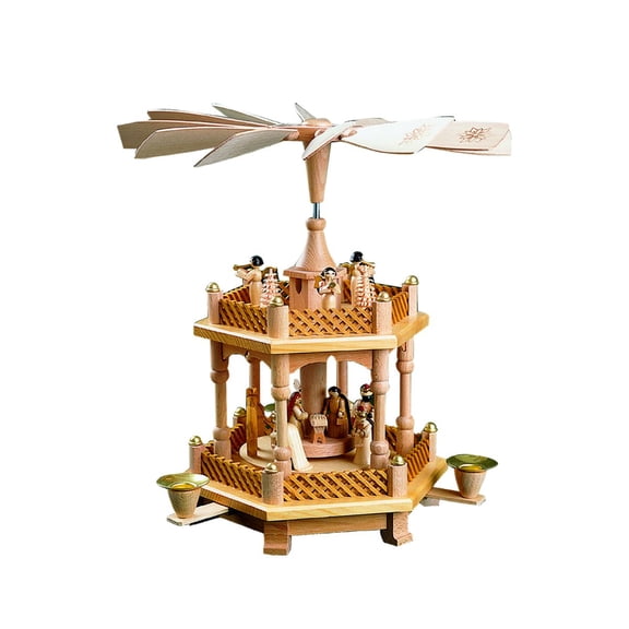 13" Richard Glaesser Nativity Scene Christmas Pyramid Candle Holder