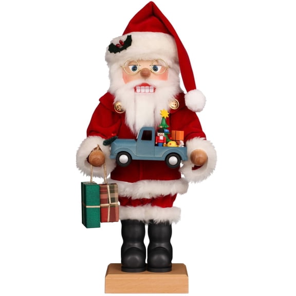 Alexander Taron 15.5" Christian Ulbricht Santa Christmas Nutcracker with Blue Truck and Gifts