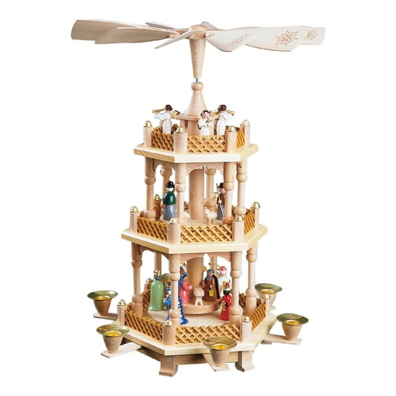 Alexander Taron 17.25" Richard Glaesser 3-Tier Nativity Scene Christmas Candle Holder Pyramid