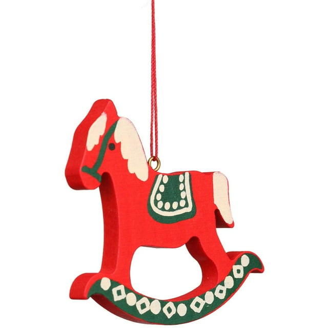 ORNMNT-RCKHORSE RED/WH EACH