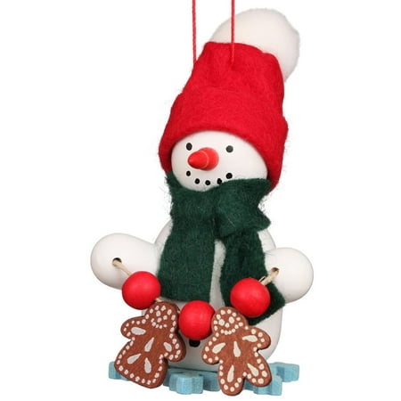 Christian Ulbricht Ornament - Snowman with Gingerbread Cookies - 3.5"H x 2"W x 1.75"D
