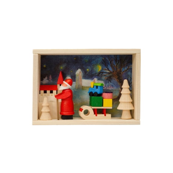 3.75" Beige, Red, and Blue Holiday Collectible Santa with Sled of Toys Graupner Matchbox