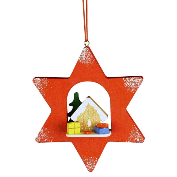 Alexander Taron 4" Red, White, and Yellow Gingerbread House in Red Star Collectible Christian