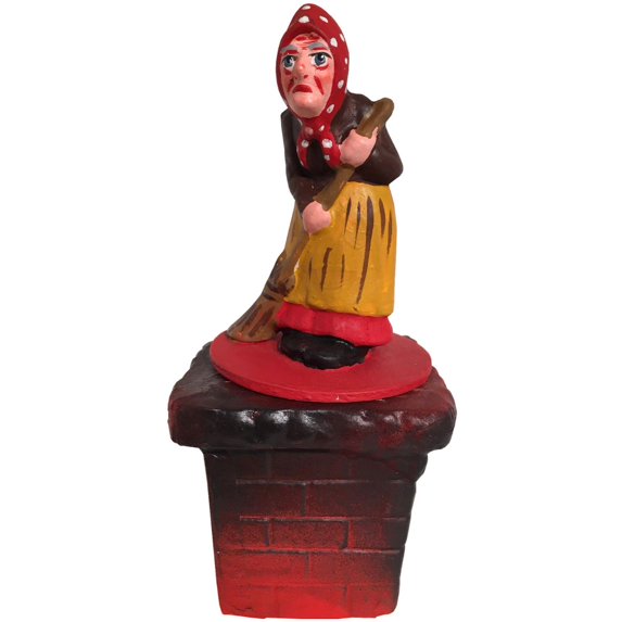 Alexander Taron 7.25" Witch on Chimney Schaller Paper Mache Halloween Candy Container