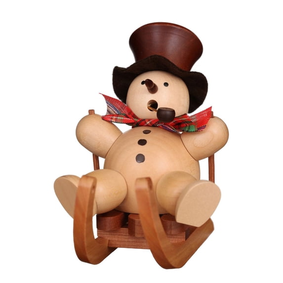 Alexander Taron 5" Brown and Beige "Snowman In A Sled" Incense Burner