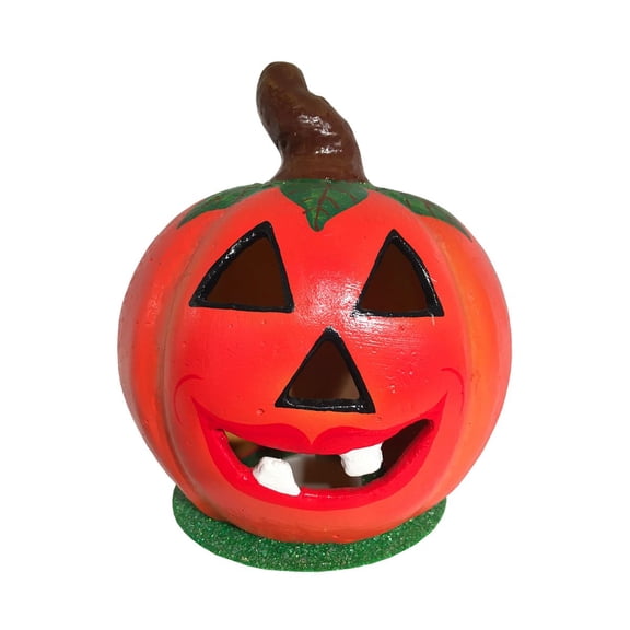 Alexander Taron 6.5" Red, Green, and Brown Pumpkin with Leaves Schaller Paper Mache Candy Container