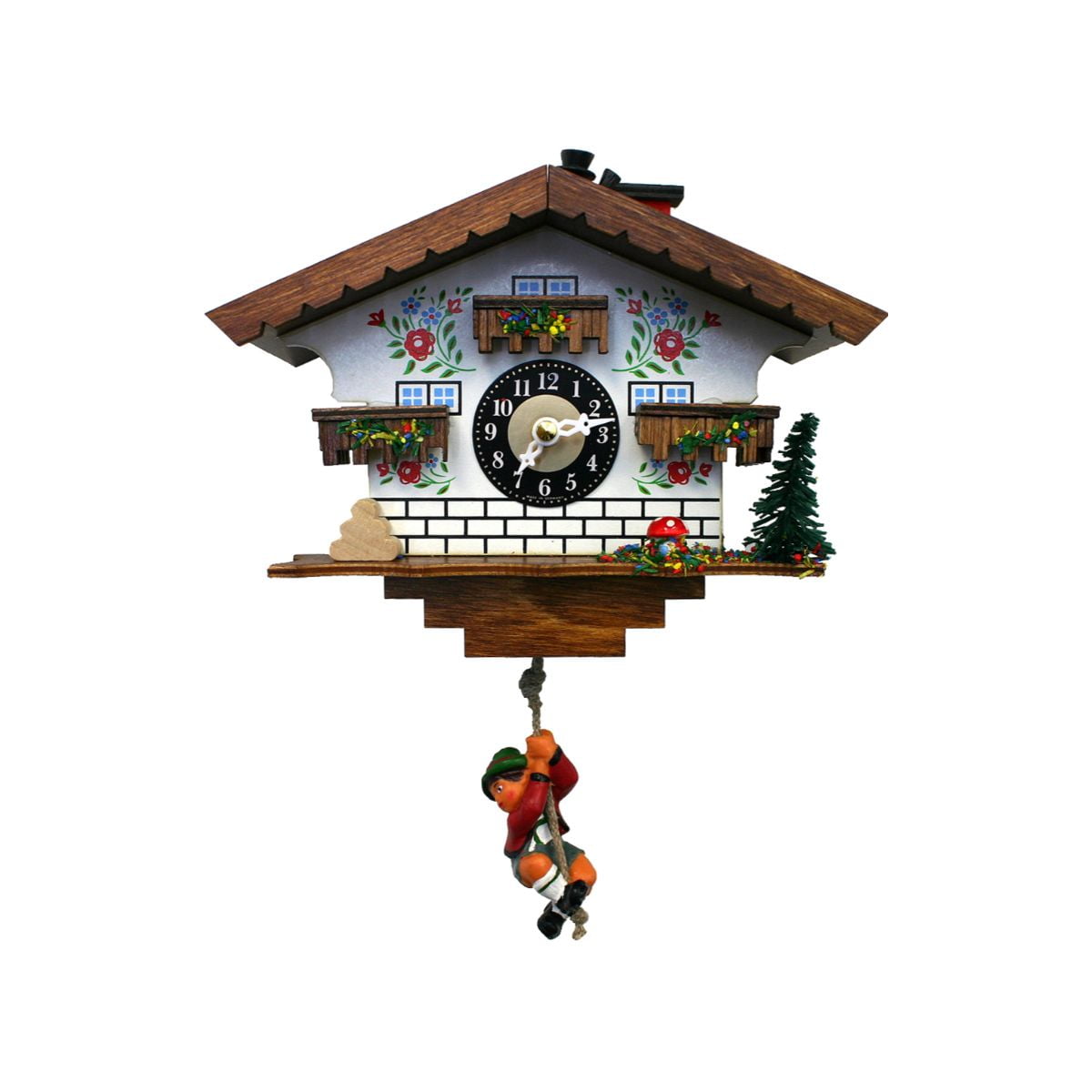 Black Forest Cottage Wood Wall Clock with Quartz Movement