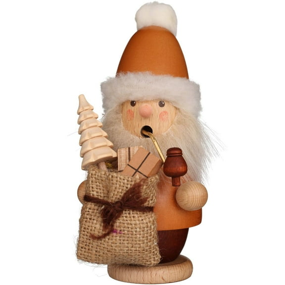 6" Brown and Beige "Little Santa Claus Holding A Sack Full Of Presents" Incense Burner