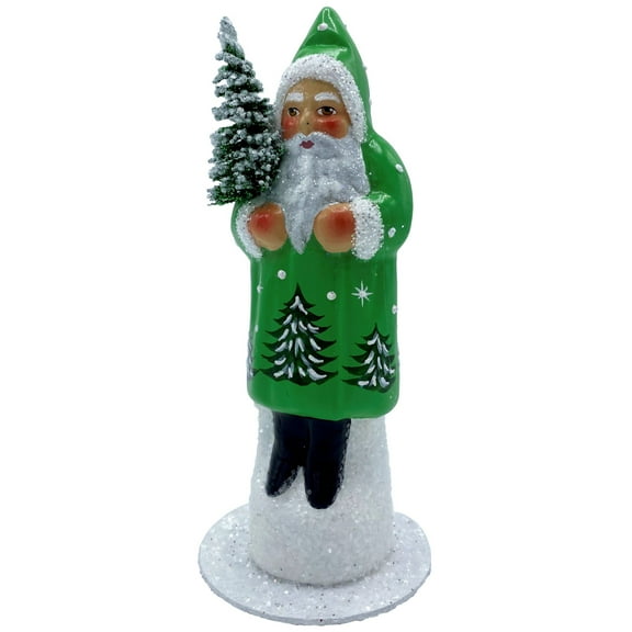 Alexander Taron 6" Green Santa with Tree Schaller Paper Mache Christmas Candy Container