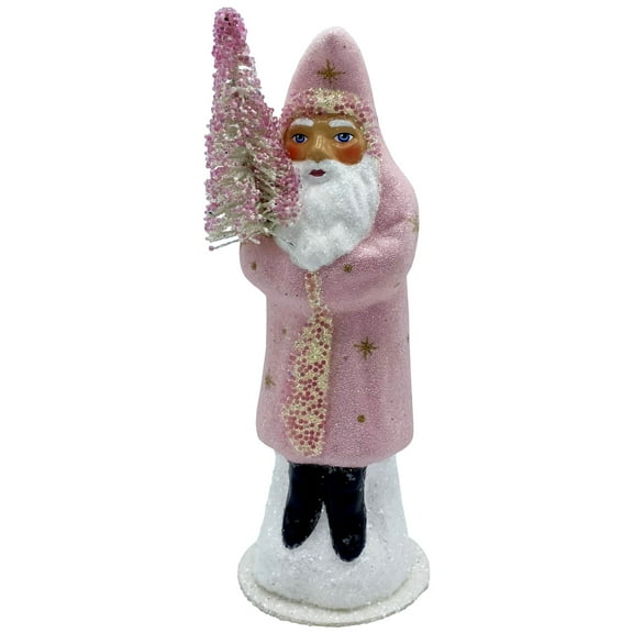 Alexander Taron 7.5" Pink Santa with Tree Schaller Paper Mache Christmas Candy Container