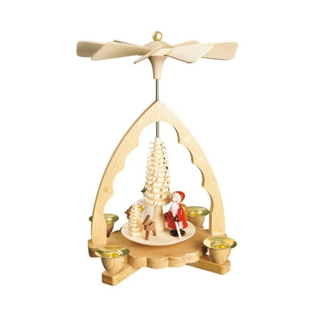 Alexander Taron 7.5" Richard Glaesser Santa, Deer, and Snowman Christmas Pyramid Candle Holder