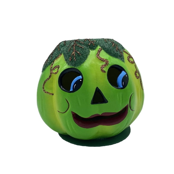Alexander Taron 7 Schaller Green Beaded Jack-O-Lantern Paper Mache Halloween Candy Container