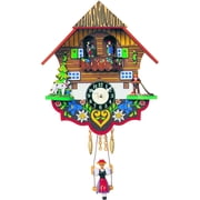 7.5 Engstler Battery-Operated Swinging Women Cuckoo Wall Clock with Music and Chimes