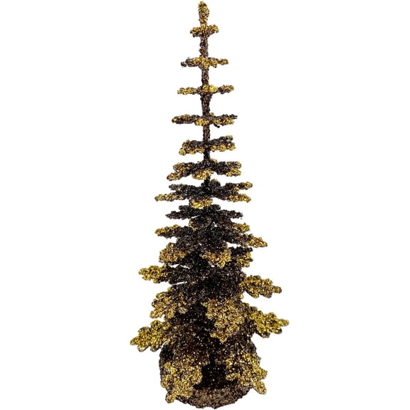 Alexander Taron 8.25" Brown and Metallic Gold Holiday Collectible Schaller Paper Mache Tree