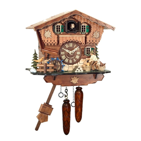 9.5" Engstler Battery-Operated Axe Man Full Size Cuckoo Wall Clock