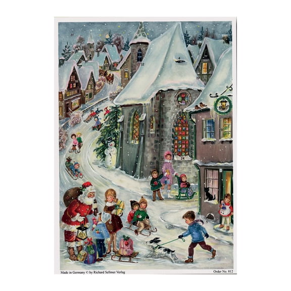 Sellmer Advent Calendar -Santa Comes to Town - 8.25"H x 11.75"W x .1"D