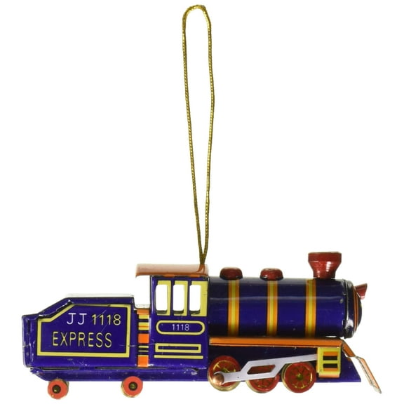 Alexander Taron AT2 Collectible Tin Ornament-Blue Train-1" H x 1.25" W x 3.75" D