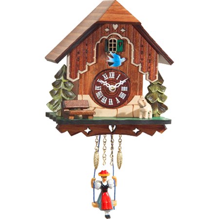 Alexander Taron Battery Operated Engstler Mini Cuckoo Wall Clock with Blue Bird - 7"