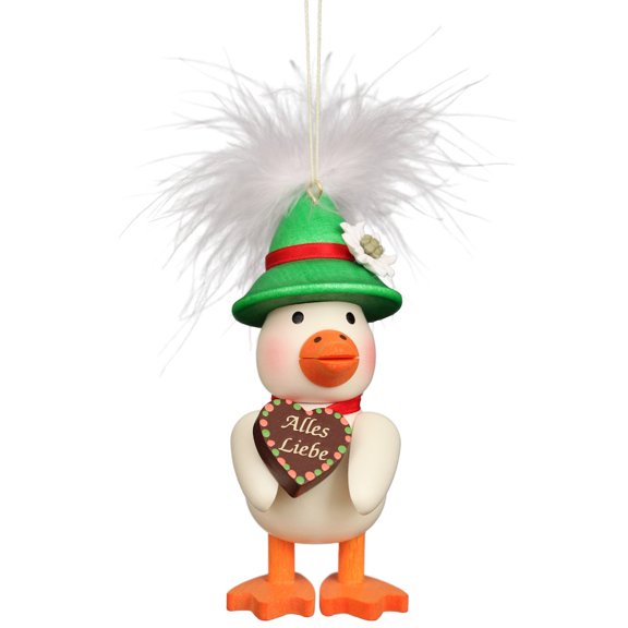 4" White, Orange, and Green Bavarian Ducky Collectible Christian Ulbricht Ornament
