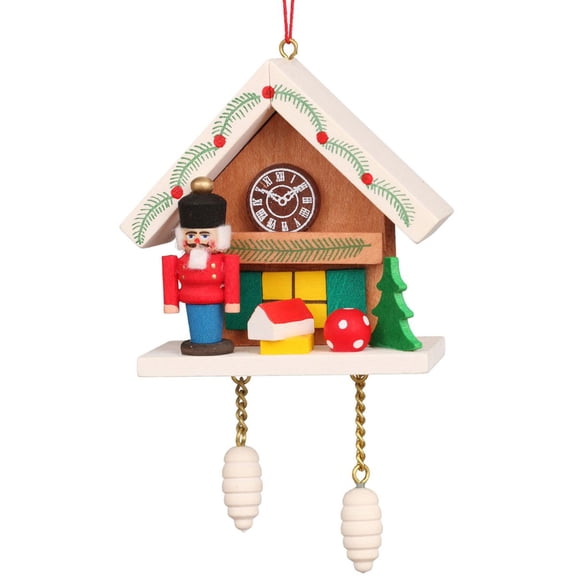 Alexander Taron 2.75" Brown, Red, and White Nutcracker with Brown Cuckoo Collectible Christian