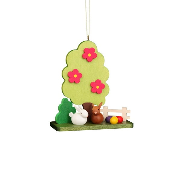 11-0610 - Christian Ulbricht Ornament - Rabbit Couple at Tree - 3.25" x 2.8"W x 1.15"D