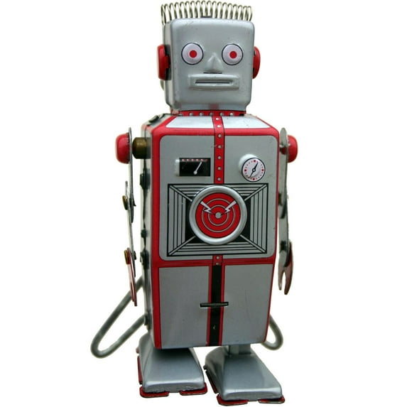 4" Collectible Tin Wind-Up Grey Robot