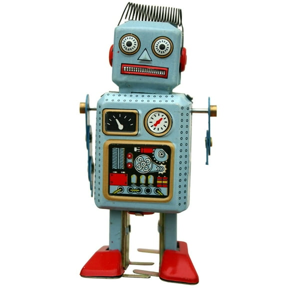 Alexander Taron 5" Blue and Red Vintage Style Wind Up Robot Adult Collectible Tin Figure