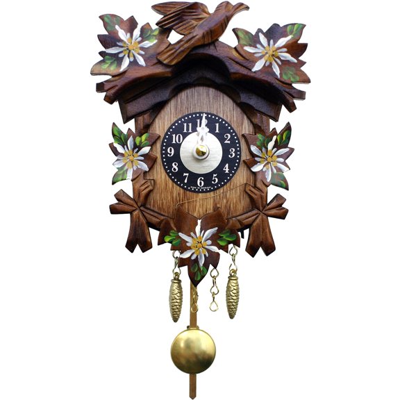 Engstler Battery Operated Mini Floral Cuckoo Wall Clock - 5.5"