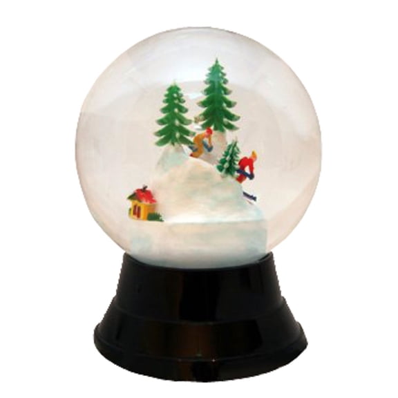Alexander Taron Importer PR1722 Perzy Decorative Snowglobe with Large Skiers, 7" x 3" x 3"