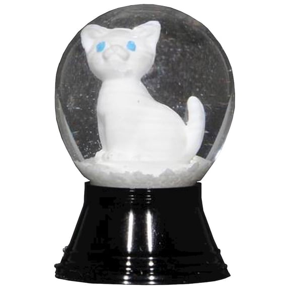 Alexander Taron 1.5" Perzy Mini White Cat Christmas Snow Globe