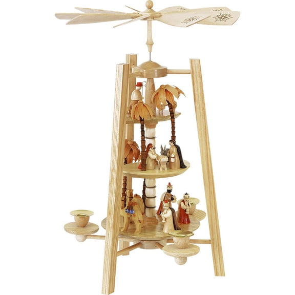 Alexander Taron 16" Richard Glaesser 3-Tier Nativity Christmas Pyramid Candle Holder