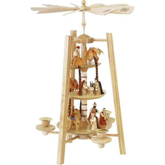 Alexander Taron 16" Richard Glaesser 3-Tier Nativity Christmas Pyramid Candle Holder