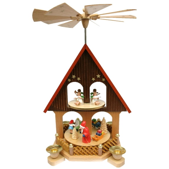 14" Richard Glaesser Santa, Children and Musical Angels Pyramid